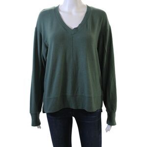 Z Supply Women Pullover Sweater Army Green V Neck Long Sleeve Size M